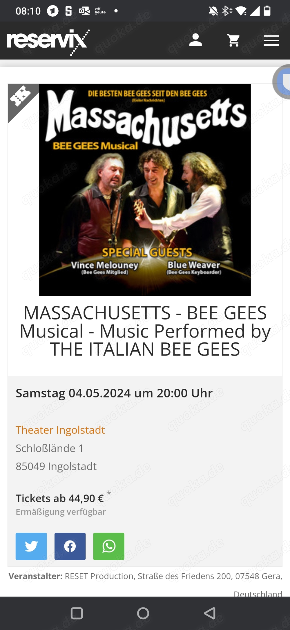 Bee Gees Musical 4.5.  in Ingolstadt