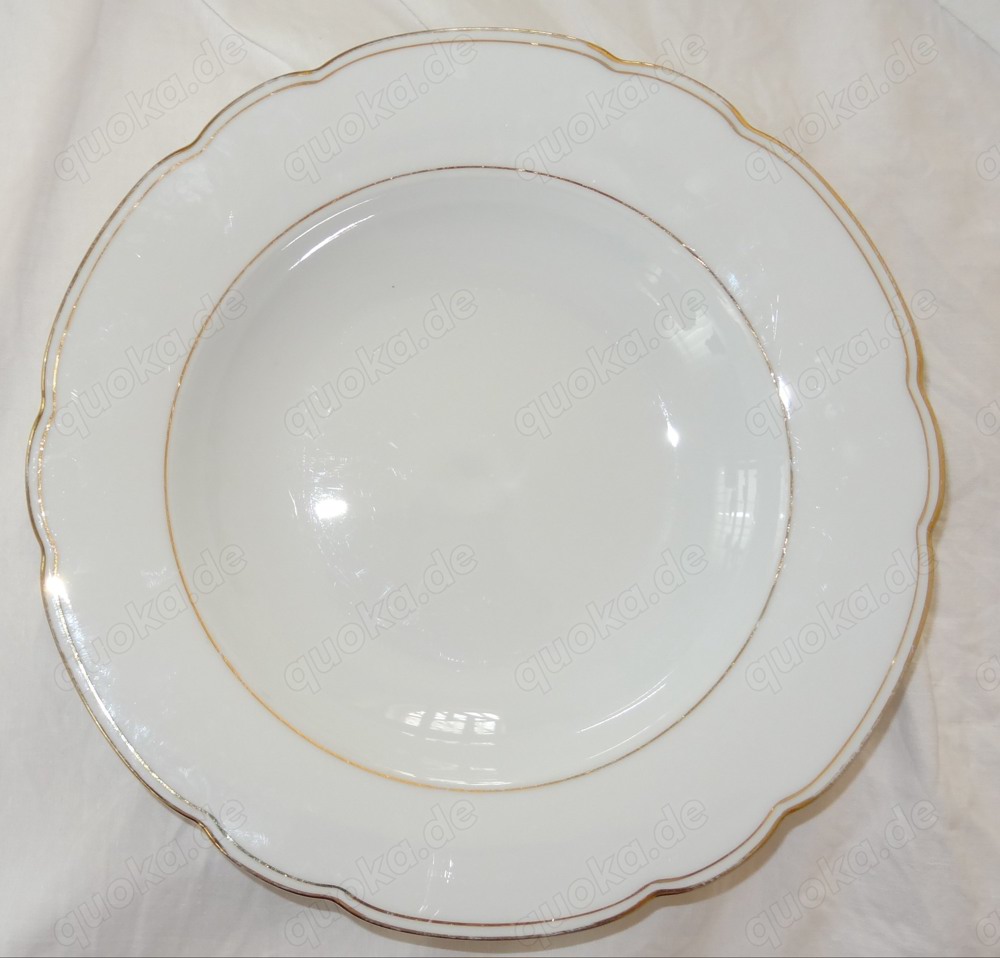CM8 Seltmann Weiden Speiseteller Suppenteller alt Porzellan weiß Goldrand   22,8 cm Teller 