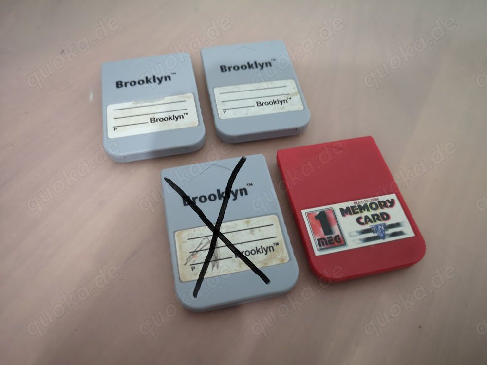 4x Playstation 1 PS1 Memory Card - 3x Brooklyn 1x Noname