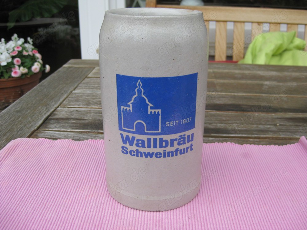 Bierkrug 1l. Bayern Unterfranken, Wallbräu Scheweinfurt, seit 1807