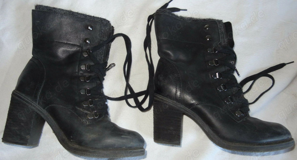 SA KIM KAY Stiefeletten Gr38 schwarz Stiefel Absatz Schürschuhe nur wenige Stunden getragen Damen Sc