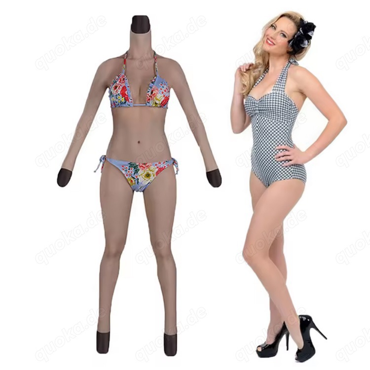 Ganzer Körperanzug Frau mit Vagina Cosplay Crossdresser Dragqueen aus Silikon mit C-Cup und E-Cup