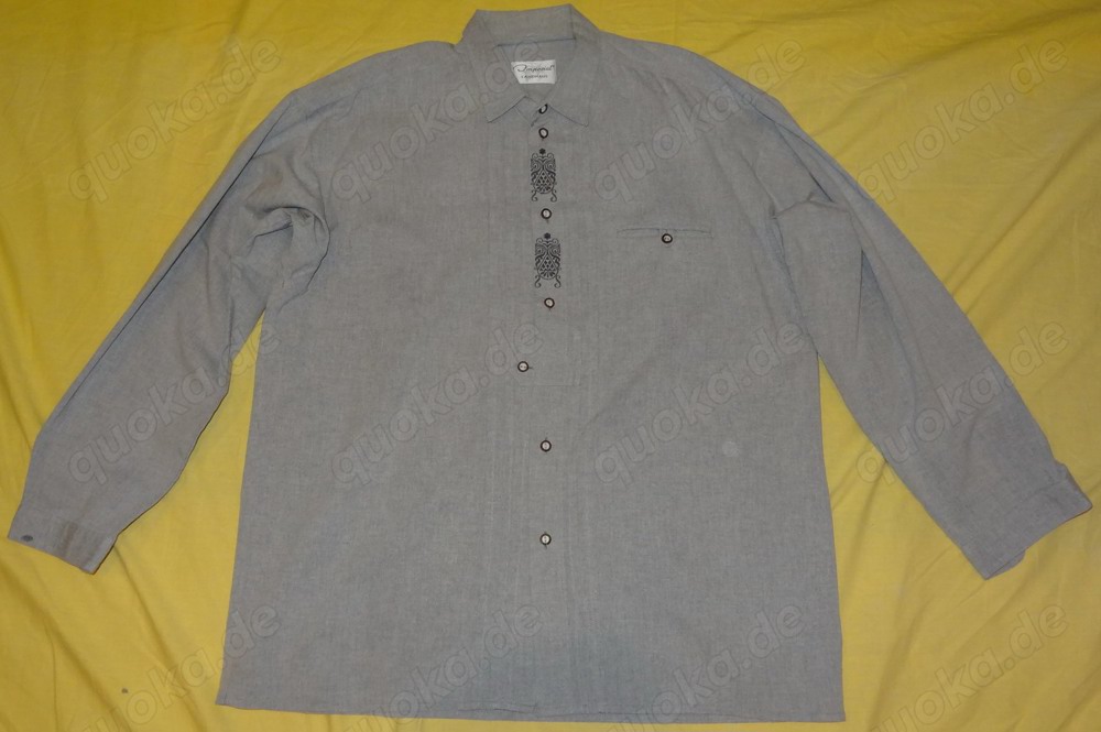 KKH Imperial Landhaus Hemd Trachtenhemd Herren Gr.43 Baumwolle Polyester hellgrau wenig getragen ein