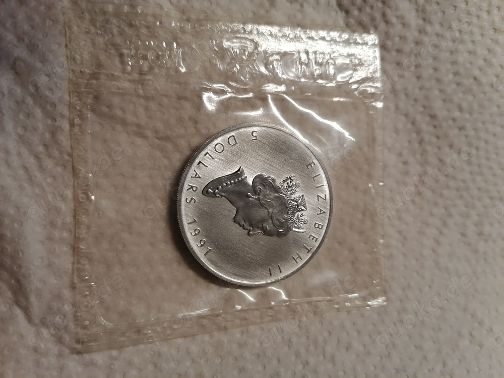 Silbermünze Silber 999.9 5 Dollar Canada 1991  blister