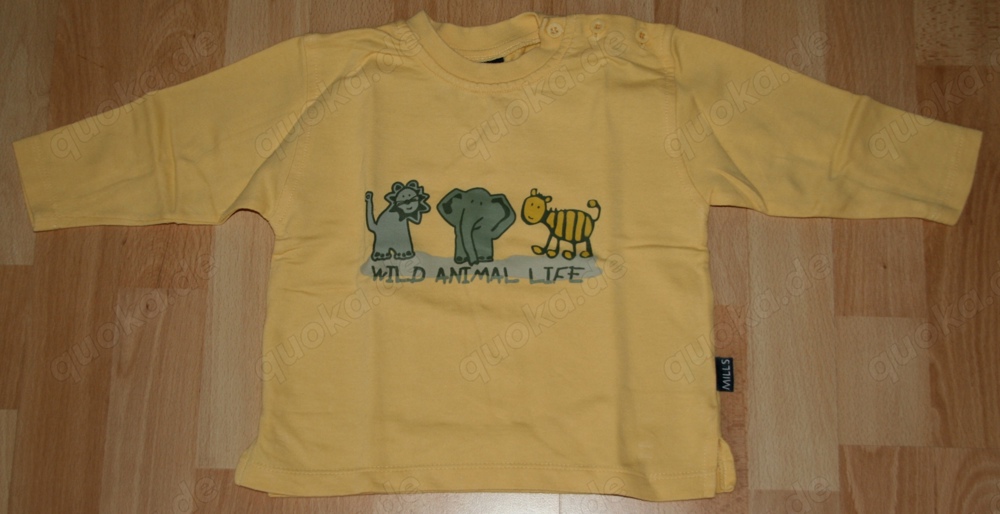 NEU - Gelbes Langarm-Shirt - Größe 80 - Pullover - "Wilde Tiere"