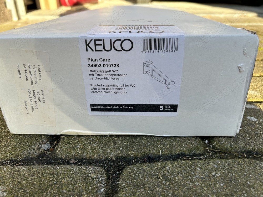 Keuco Plan Care+ Stützklappgriff WC mit Toilettenpapierhalter Neu verchromt