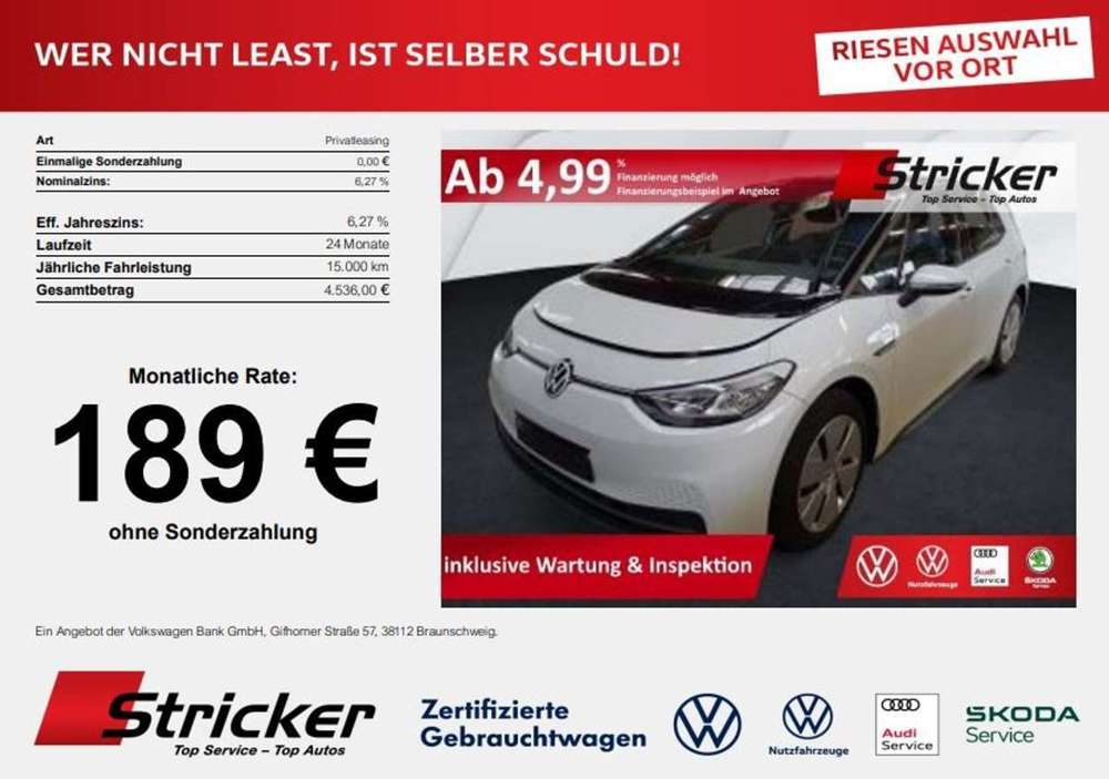 Volkswagen ID.3 °°Life Pro Performance 189,-ohne Anzahlung Navi A