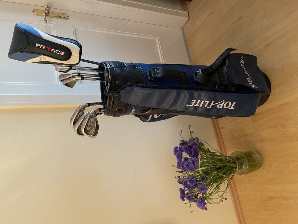 Golftasche Top Flite blau mit Schlägern Wilson