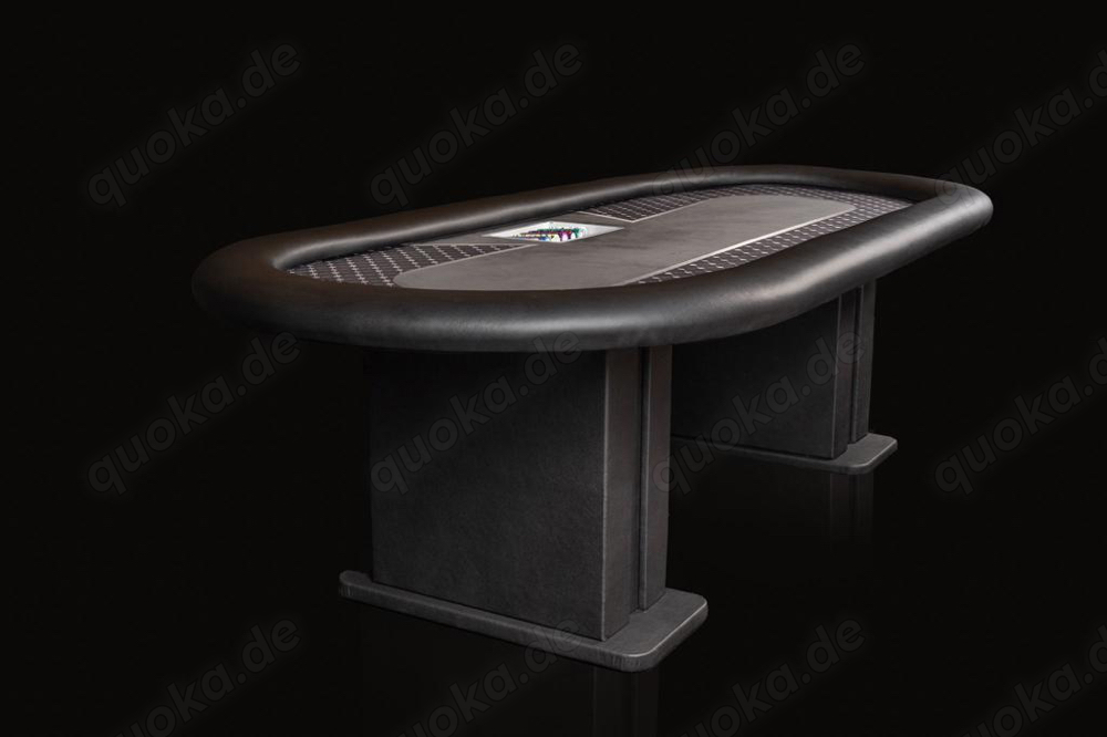 Schwarzer Pokertisch mit Chipsfach und Lederbeinen, Sonderanfertigung