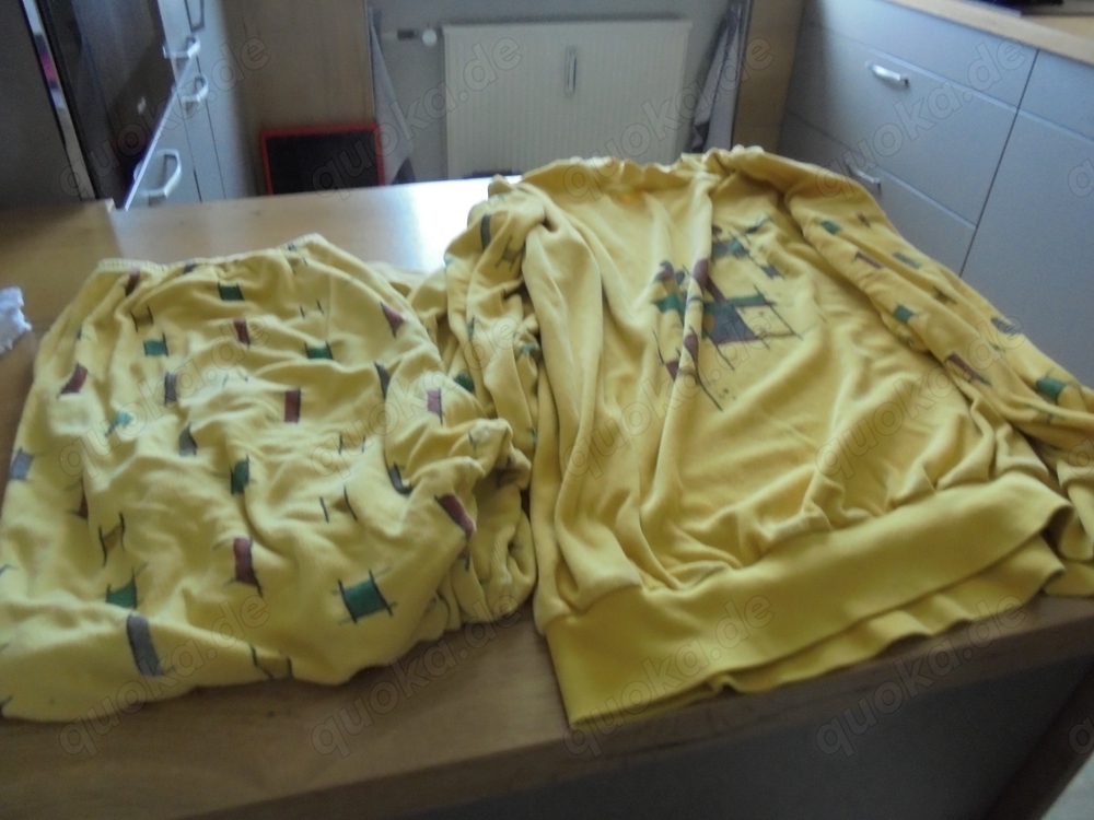 Damen Schlafanzug Frotte gelb gemustert Gr. L