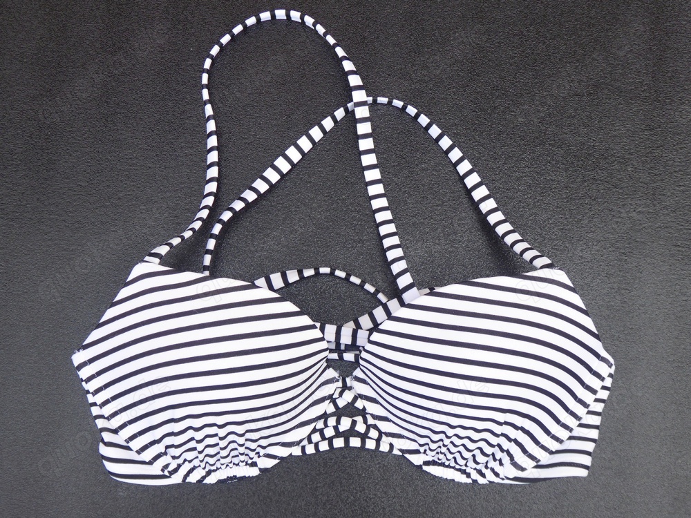 Bikini-Oberteil Hollister Swim Gr.34C weiß-schwarz gestreift Girls