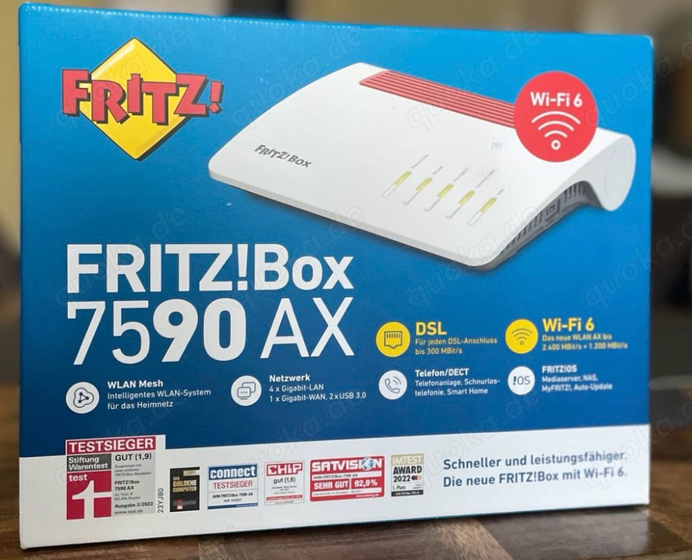 AVM FRITZ!Box 7590 AX Wi-Fi 6 Modem-Router-Kombination - Weiß (20002998)