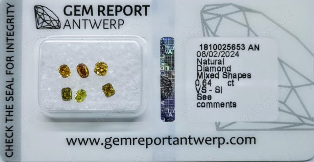 6 Stück Diamanten - 0.64 ct - Gemischte Formen  - Intens Vivid Fancy - SI1, VS1