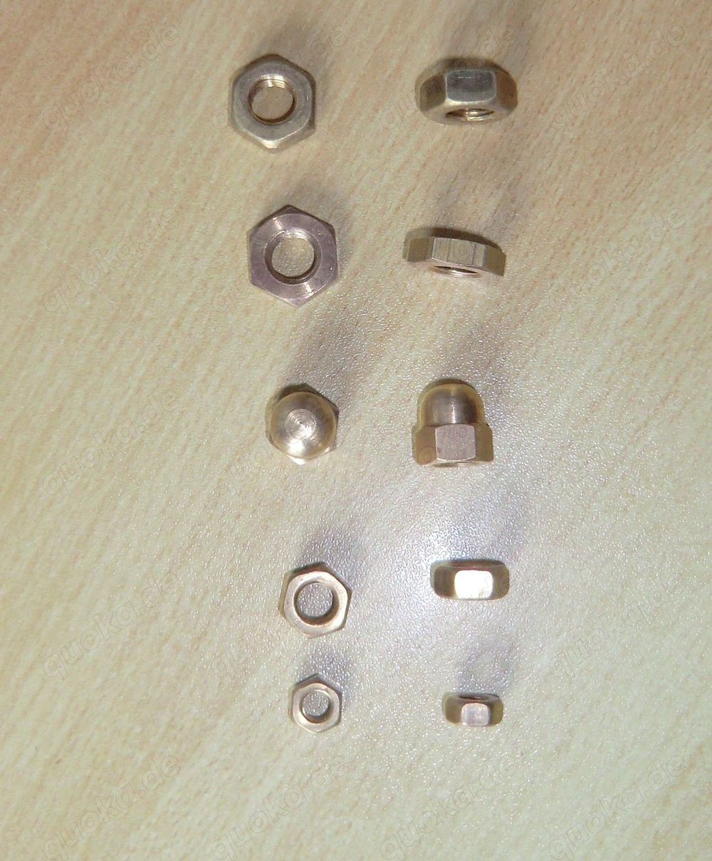 Messingmuttern M6, M8 & M10 - Normal-, Flach- & Hutmuttern