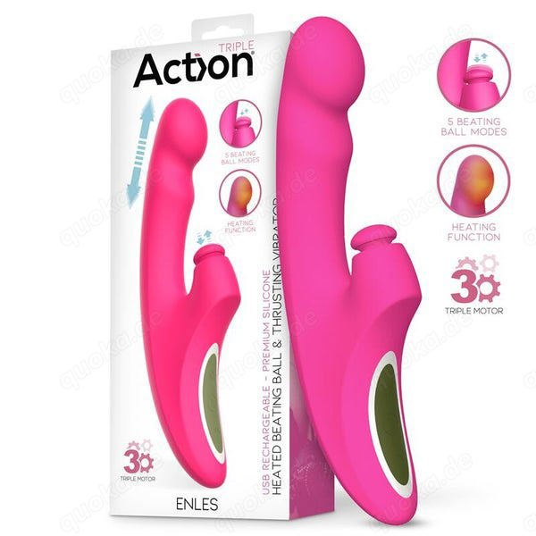 Action - Enles Vibrator mit pulsierender Kugel,  Stoß- & Wärmefunktion