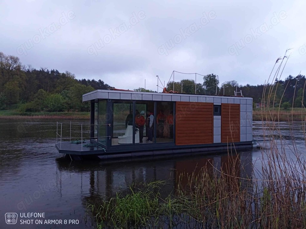 Hauseboot R14H 13,48m x 3,80m, Innenhöhe 2,45m Tiefgang ca.55cm