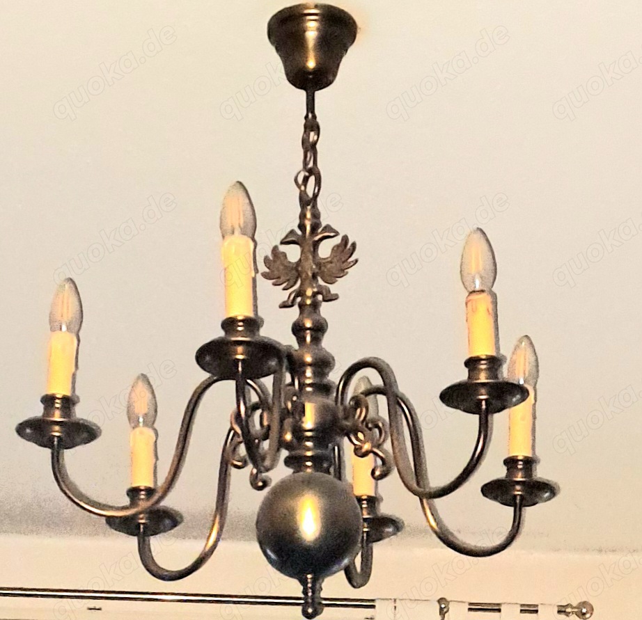 6 armiger flämischer Kronleuchter Messing mit Doppeladler - Kein Versand !