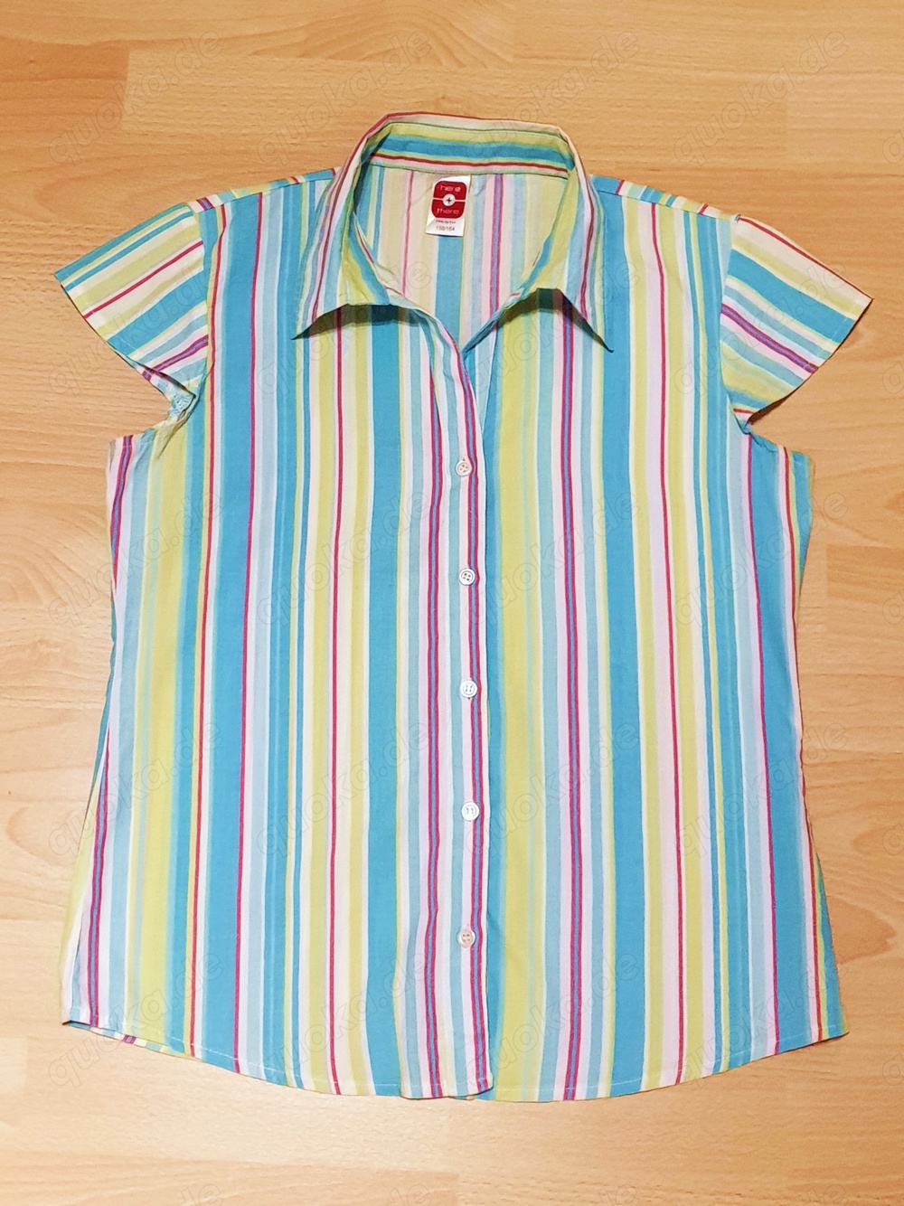 Bluse ohne Arm Gr. 158 164 = XS 34, türkis, weiß, apfelgrün, pink
