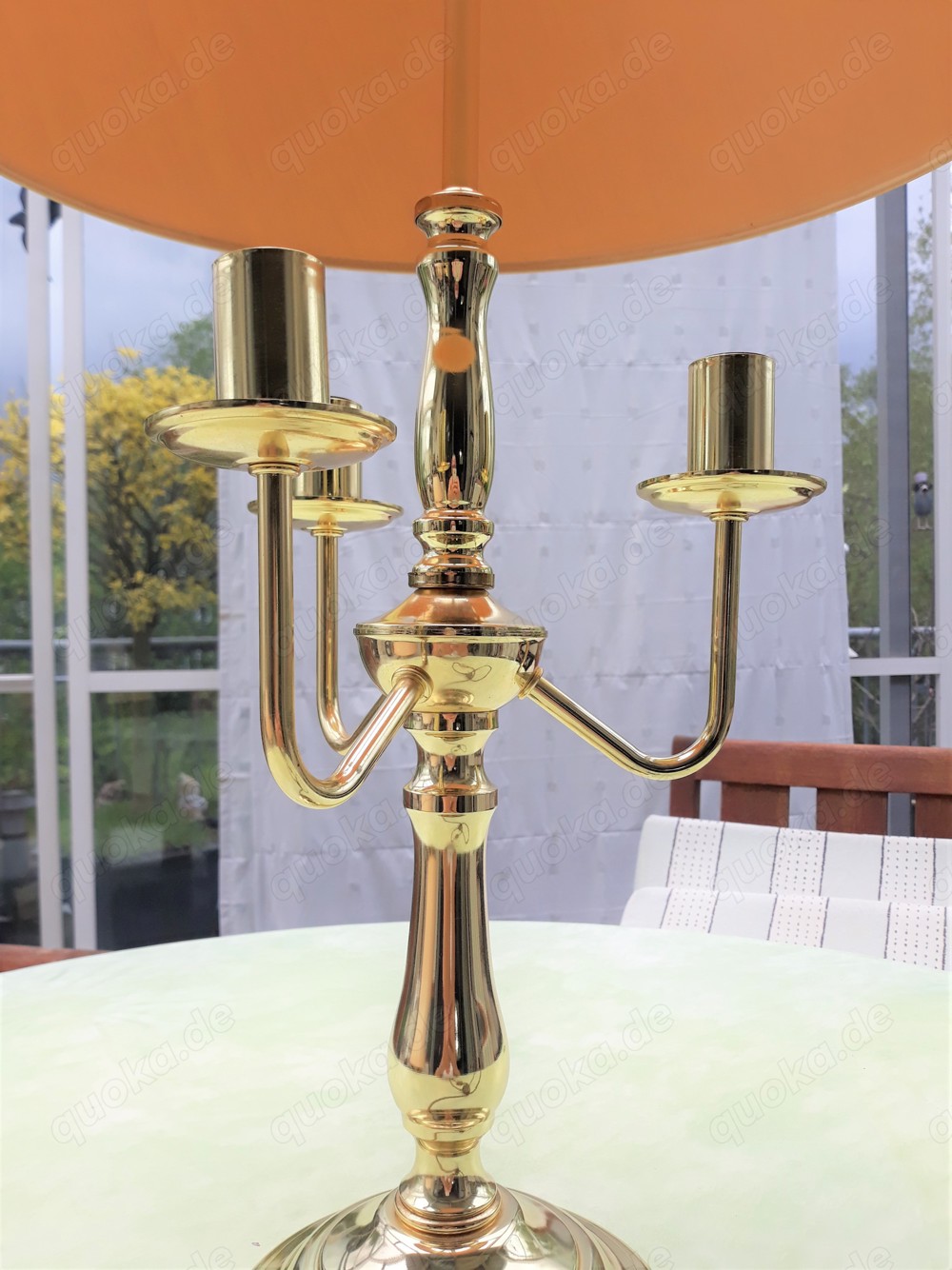  Tischleuchten-Fuß 3-flammig Messing ca. 69 cm Höhe   OHNE LAMPENSCHIRM !!