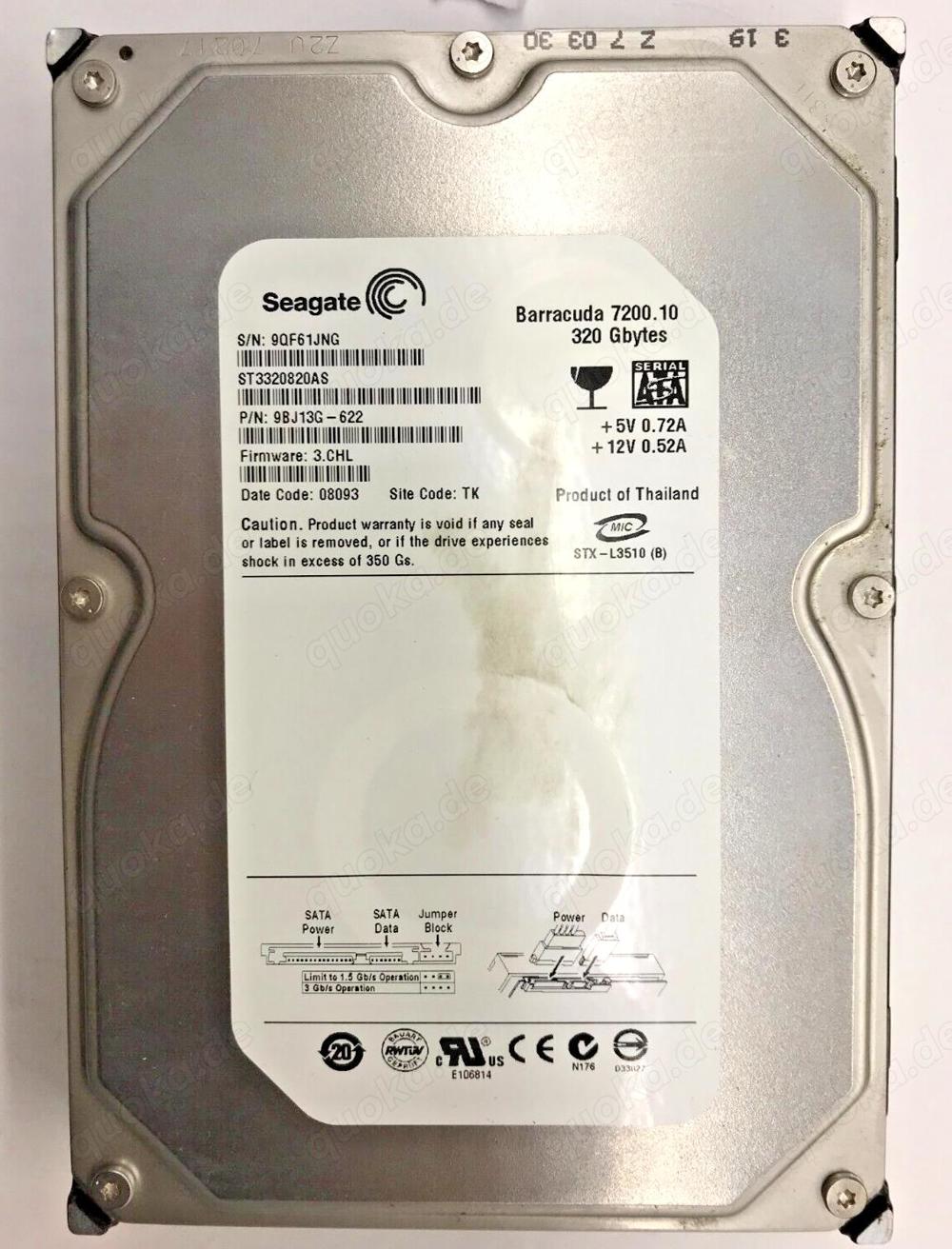 320 GB IDE Fesplatte Seagate BARRACUDA