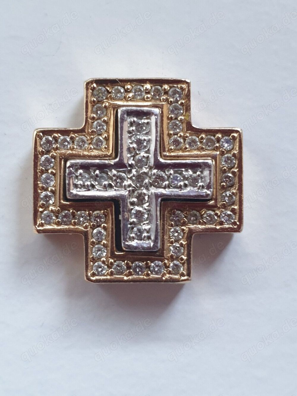 CHRIST KREUZ ANHÄNGER mit Brillanten Ca.0,50 Ct In 585er bicolor