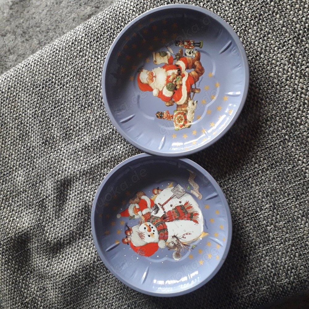 2 kleine Weihnachtsteller mit Motiv 