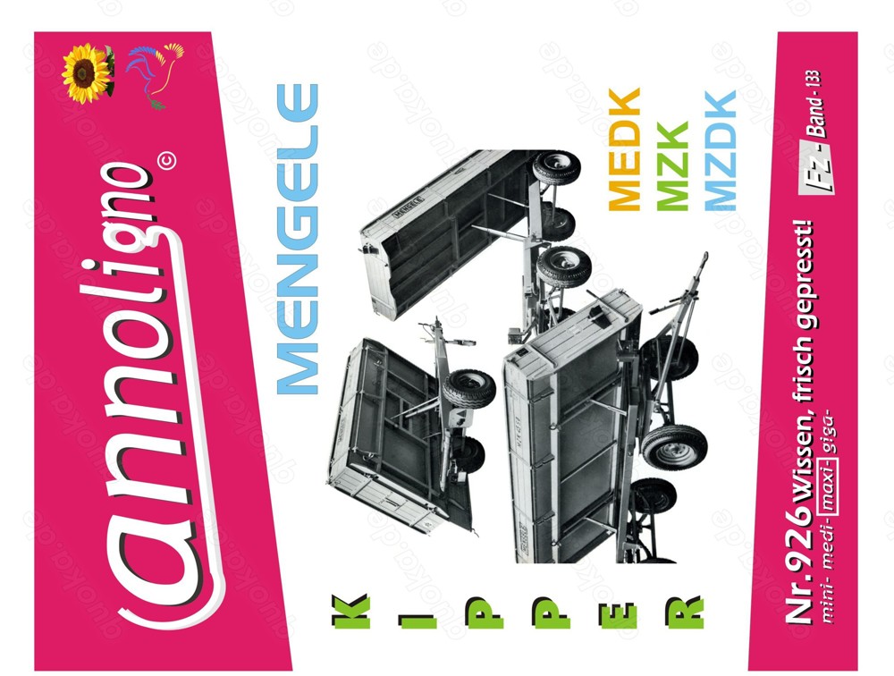 - annoligno 926 Mengele Anhänger Kipper Kippanhänger MEDK   MZK - MZDK Bild-Ersatzteilliste