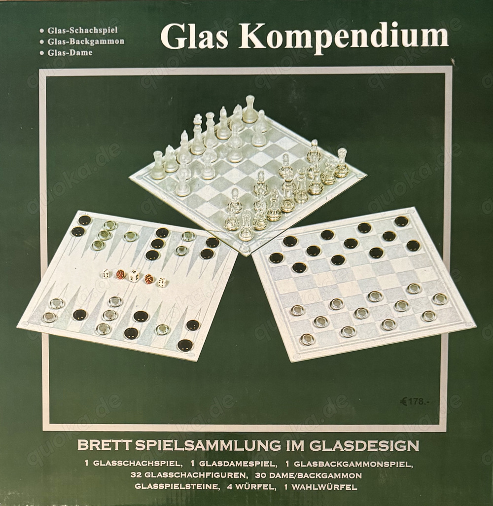 Glaskompendium : Glas Schachspiel - Glas Damespiel - Glas Backgammon - Neu von Privat