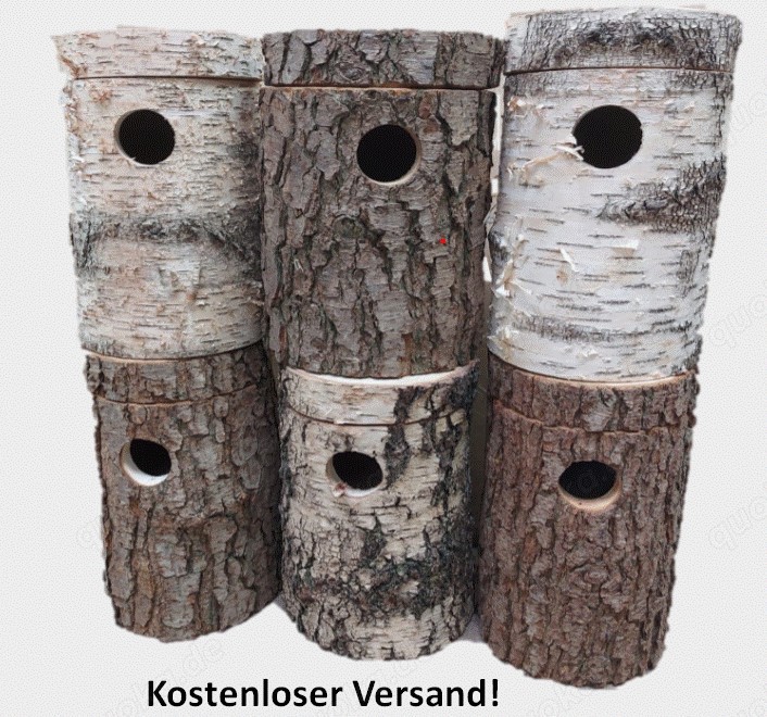 6 Naturstamm Nisthöhlen für Wellensittiche 6 Naturstamm Nisthöhlen für Wellensittiche