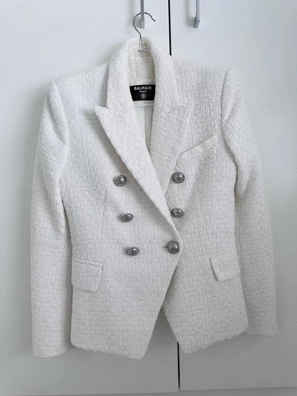 Balmain Tweed Blazer Weiß GR FR 38