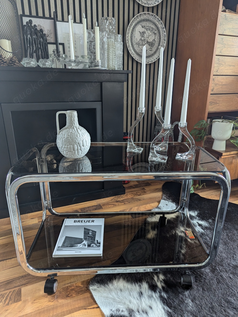 Chrom Beistelltisch Hausbar 60er 70er Vintage Mid century