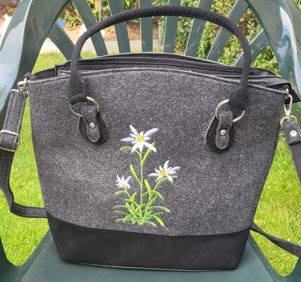 Designer Filztasche MARSCHOLLEK Edelweiß Trachten grau *NEU*