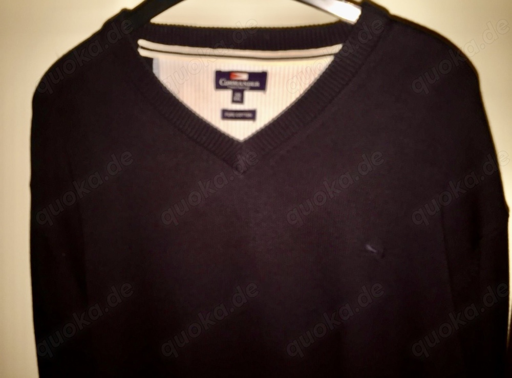 Commander Herren Feinstrick XXL 56 BW 62,5 Pullover V-Neck Blau NEU