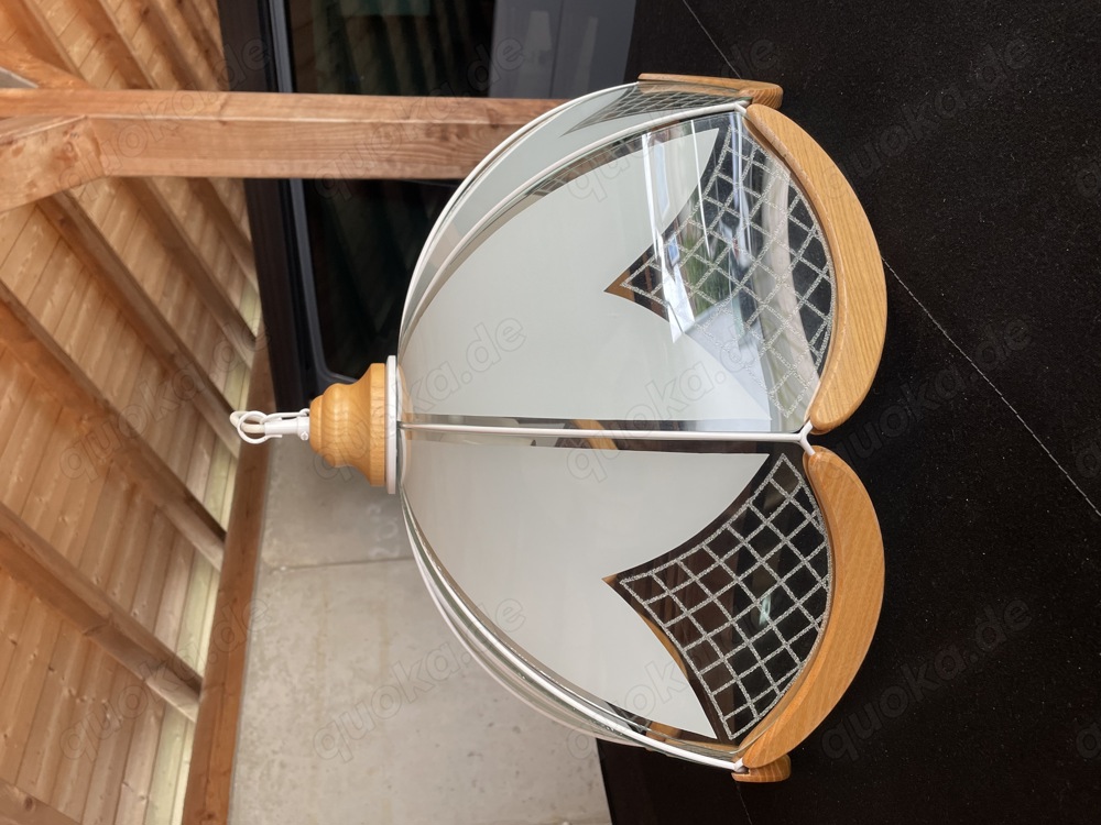 Lampe Glas Holz 3 X E 27