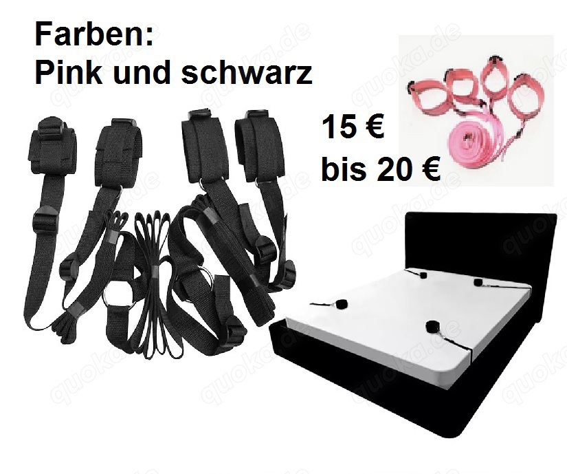 FETISCH: Bettfesselset 90 cm -200 cm Betten, schwaerz, Rot, Pink