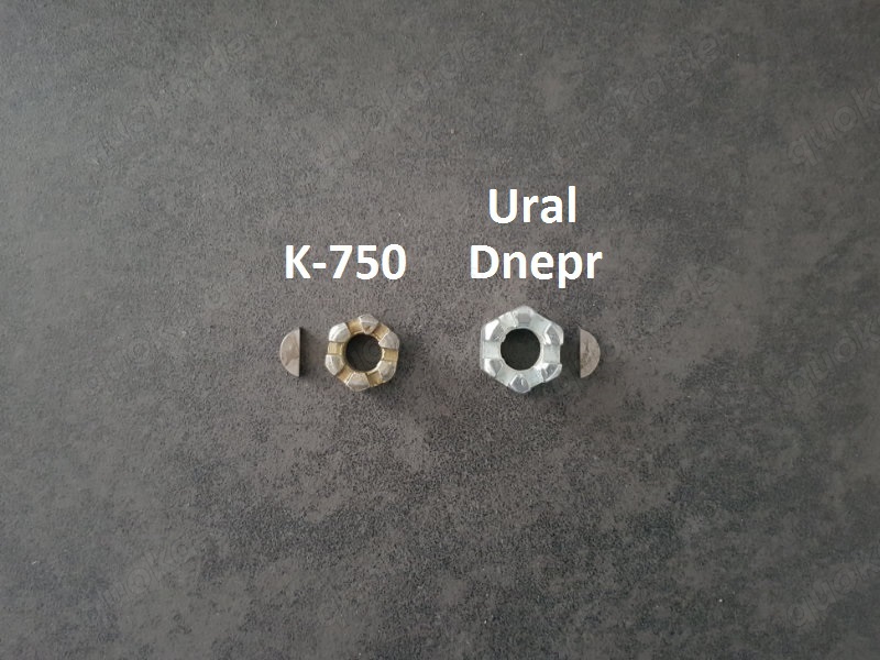 Dnepr MT Ural K-750 Kronenmutter mit Passfeder für Lichtmaschine Lima