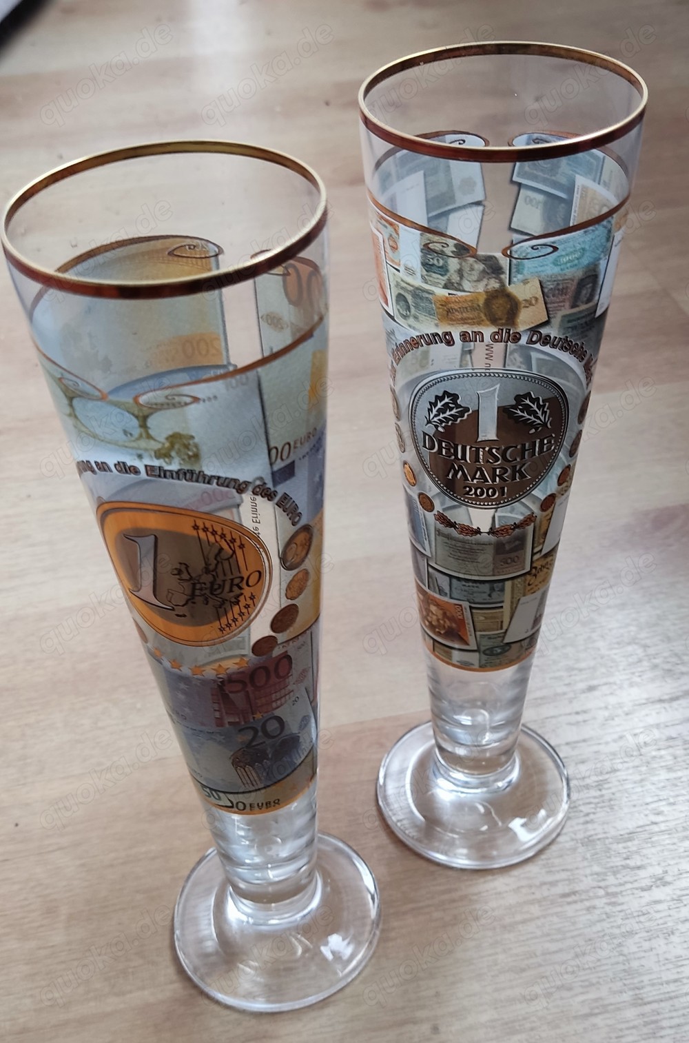 Bier Glaspokal,Set, Abschied D-Mark Einführung Euro limitiert, neu