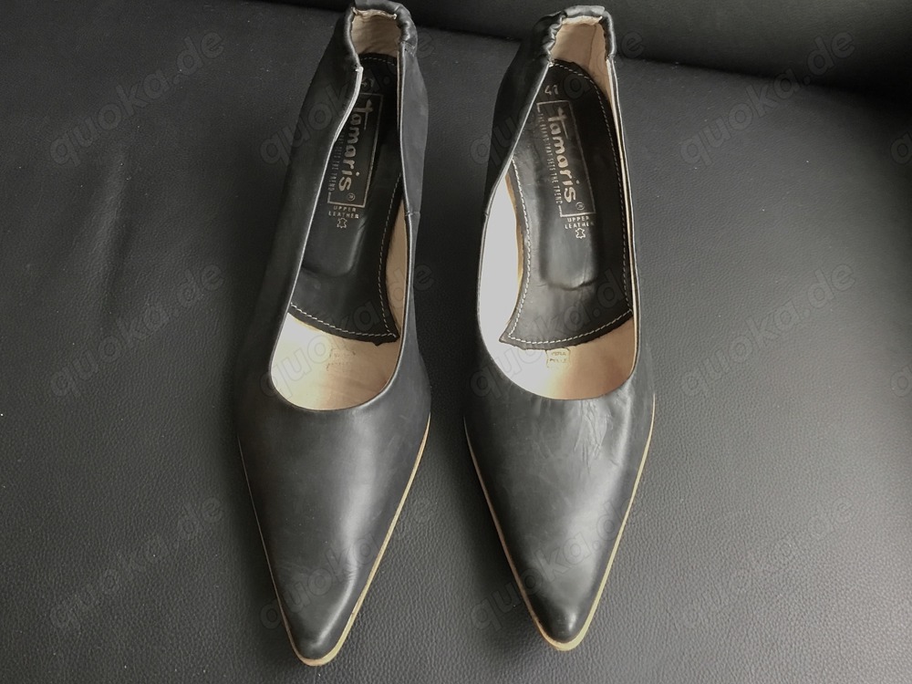 High-Heels, Schwarz, Leder, spitz  Tamaris , kaum getragen, Gr. 41