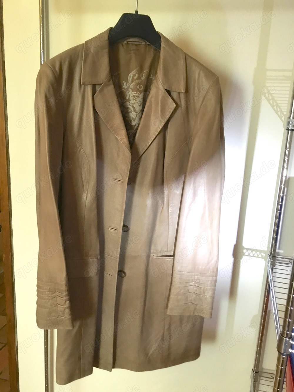 Damenledermantel Beige Grau, kaum getragen, Gr. 42