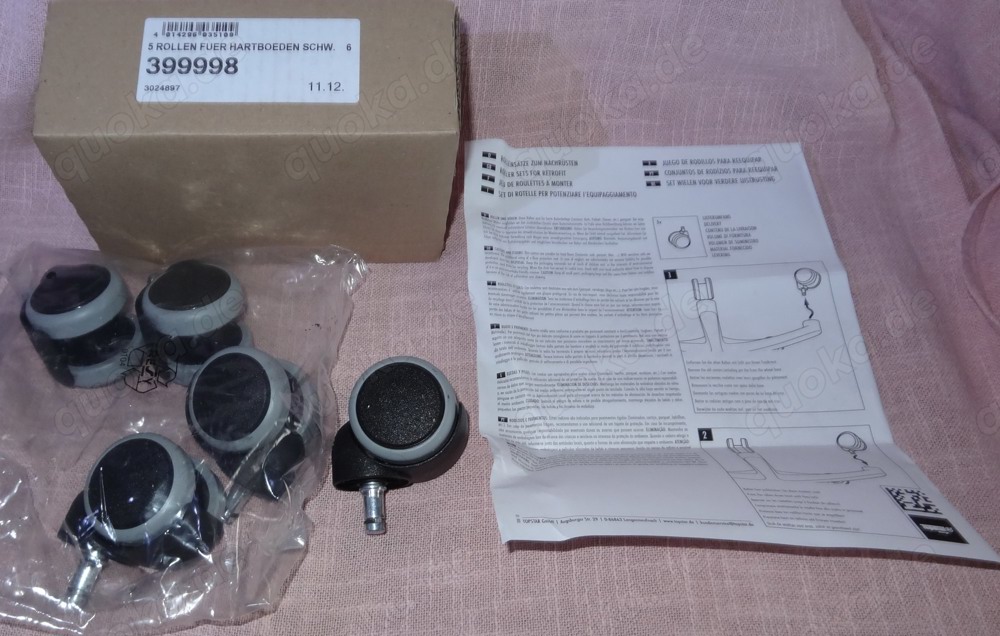 DC Topstar Stuhlrollen 1x5er Set Hartbodenrollen Stift Länge 2cm 1cm  Rolle 5cm unbenutzt Neuwertig
