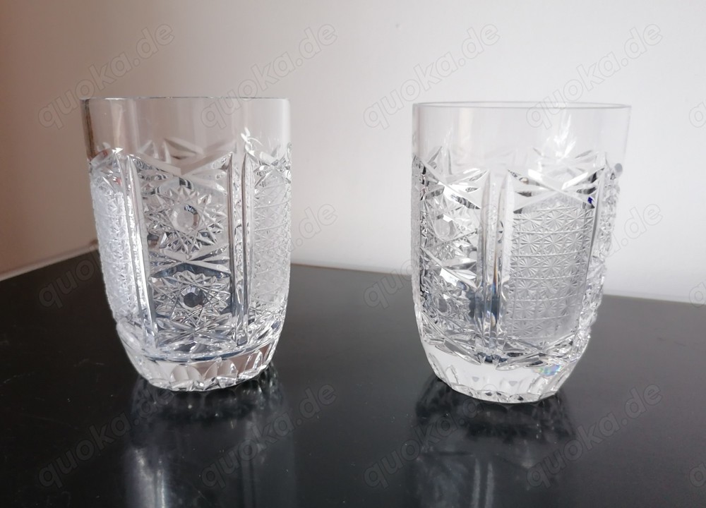 zwei Bleikristall-Gläser, Pariser Schliff, neu