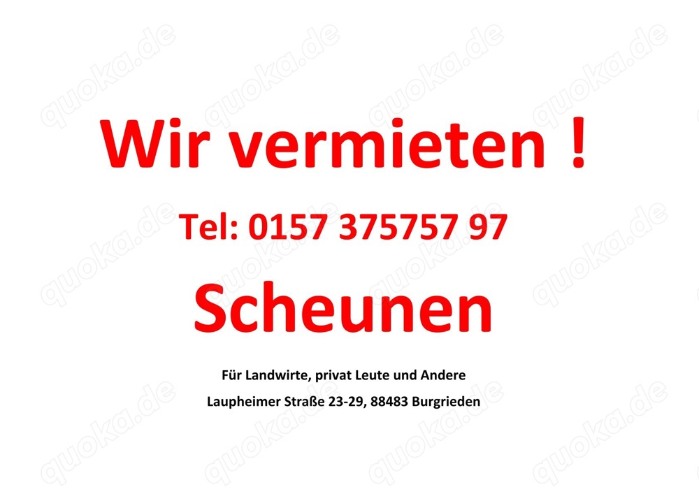Wir vermieten Scheunen