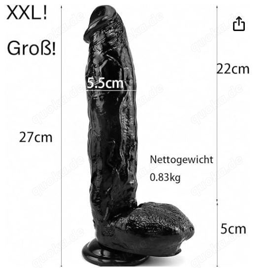 Realistischer Dildo Silikon XXL 27x5,5cm Doppelschicht-Konstruktion leistungsstarken Saugnäpfen