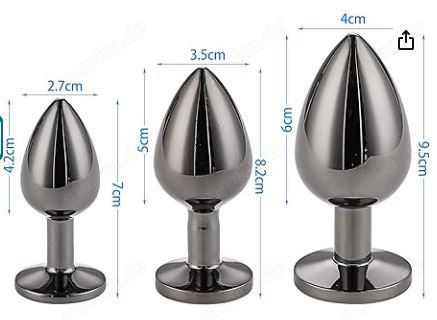 Analplug Buttplug 3 Stücke Set Metall Gunmetall Groß Medium Klein Sex Spielzeug