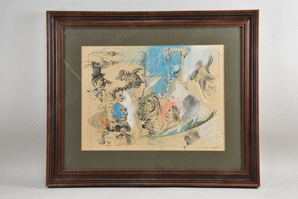 Federzeichnung, aquarelliert, bezeichnet Ensor
