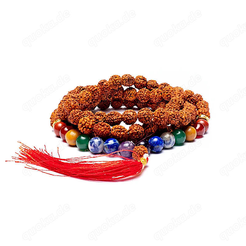 Mala Rudraskha mit Chakrensteinen