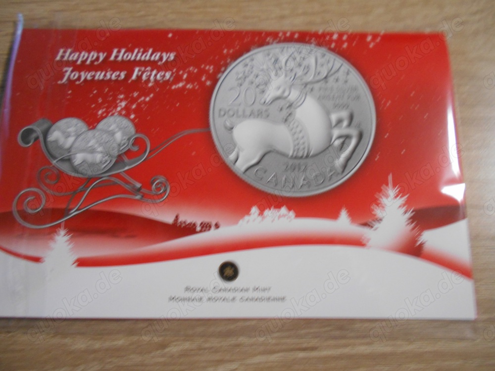 20 Dollar Silber Münze Kanada 2012 Rentier im Blister