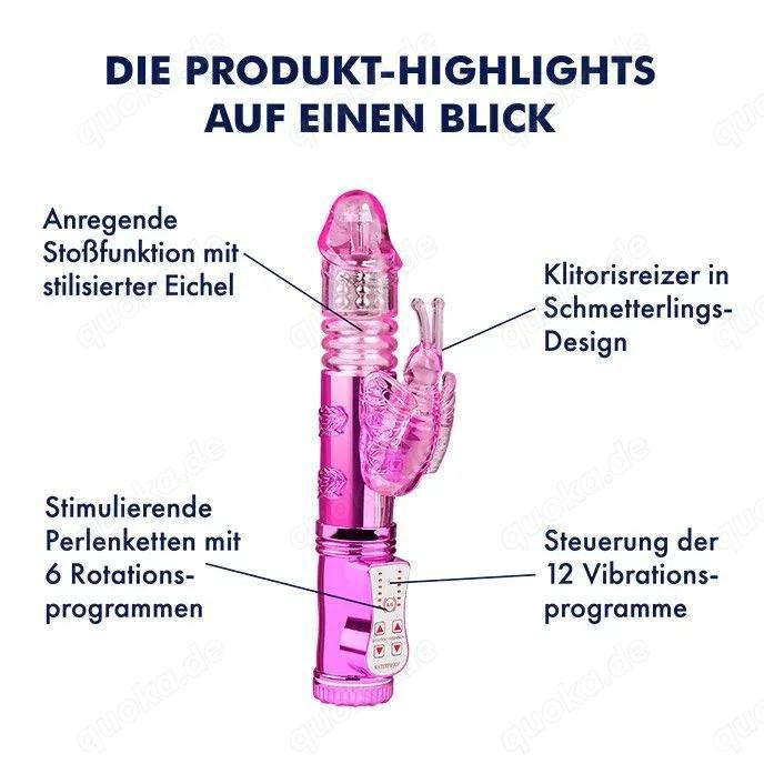 Stoßender Perlen vibrator, 24 cm Metallic Pink Lila