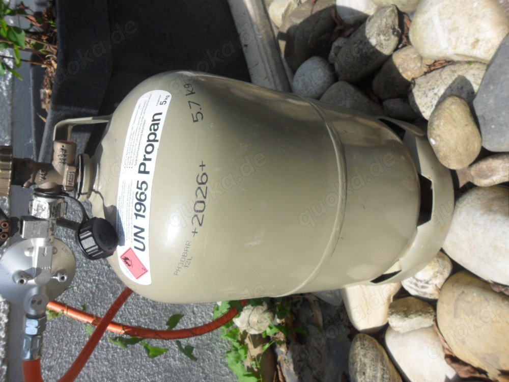 Gasflasche 5kg, grau, Stahl, leer , Propan