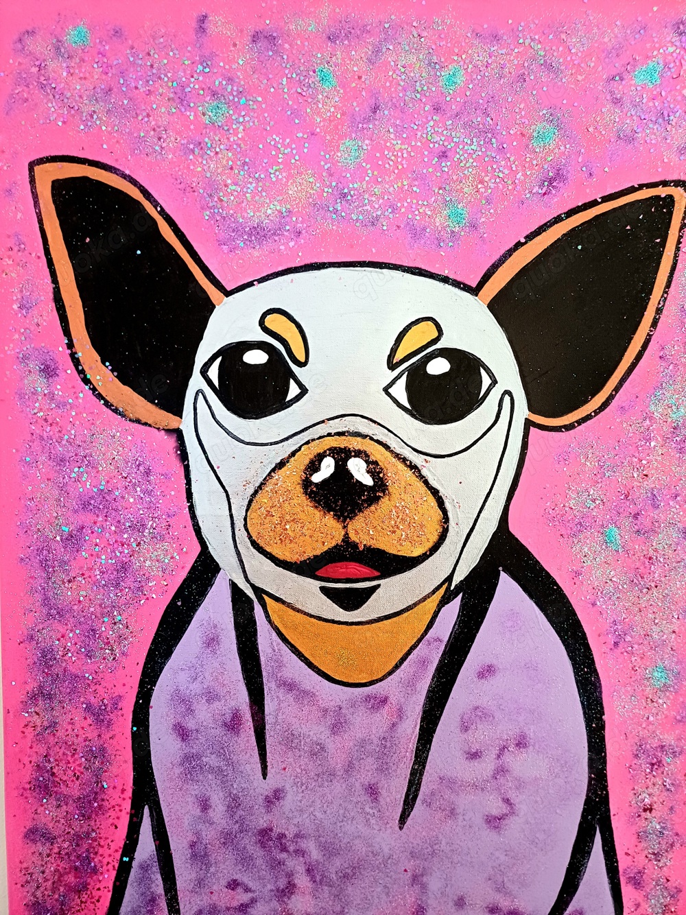 Leinwandbild Acryl mit Glitter Hund Chihuahua